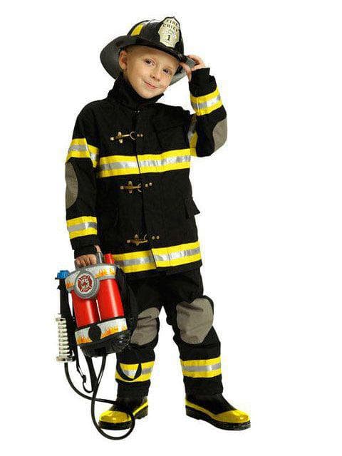 Kid's Deluxe Black Firefighter Costume - costumes.com