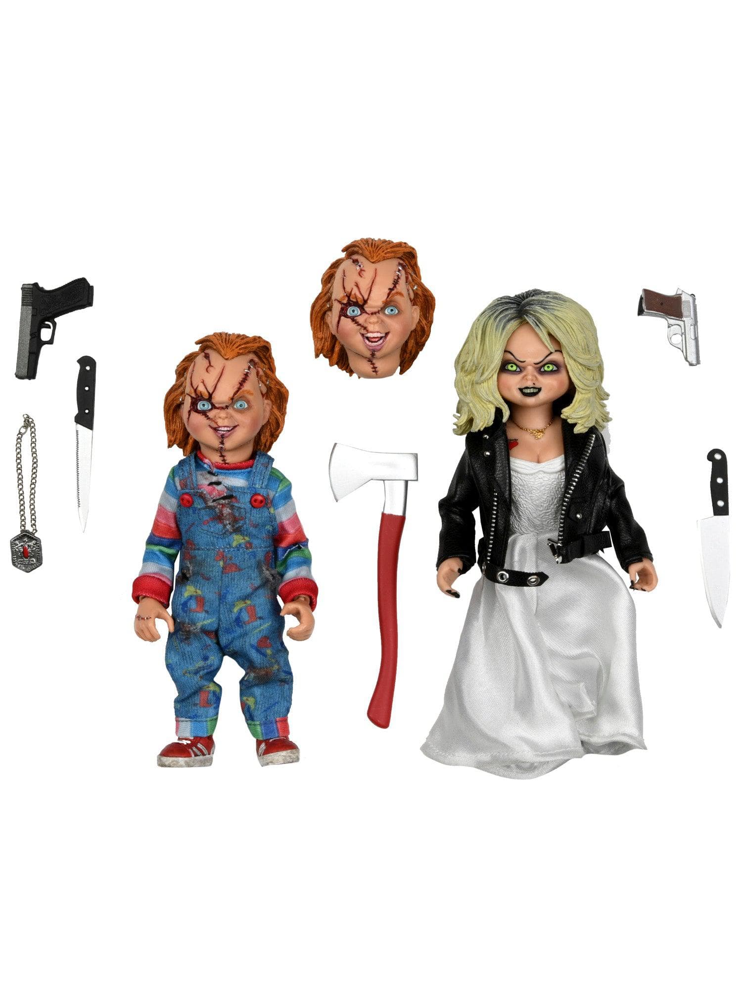 NECA - Bride of Chucky - 8" Clothed Action Figure - Chucky and Tiffany 2 Pack - costumes.com