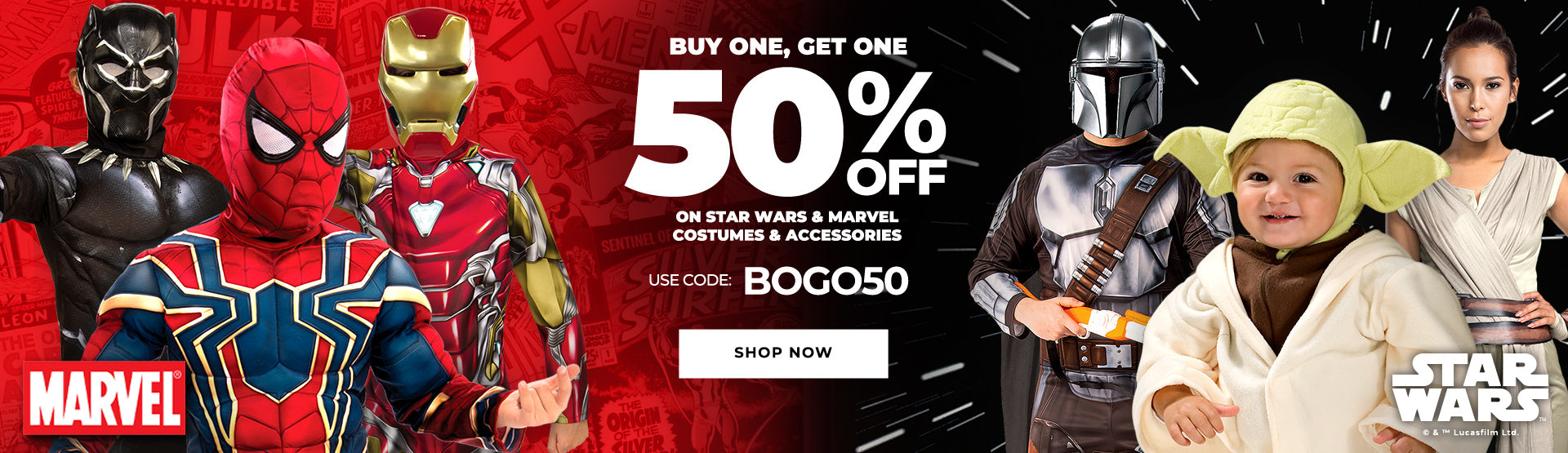 Costumes.com Buy One, Get One 50% Off on Star Wars and Marvel Costumes and Accessories