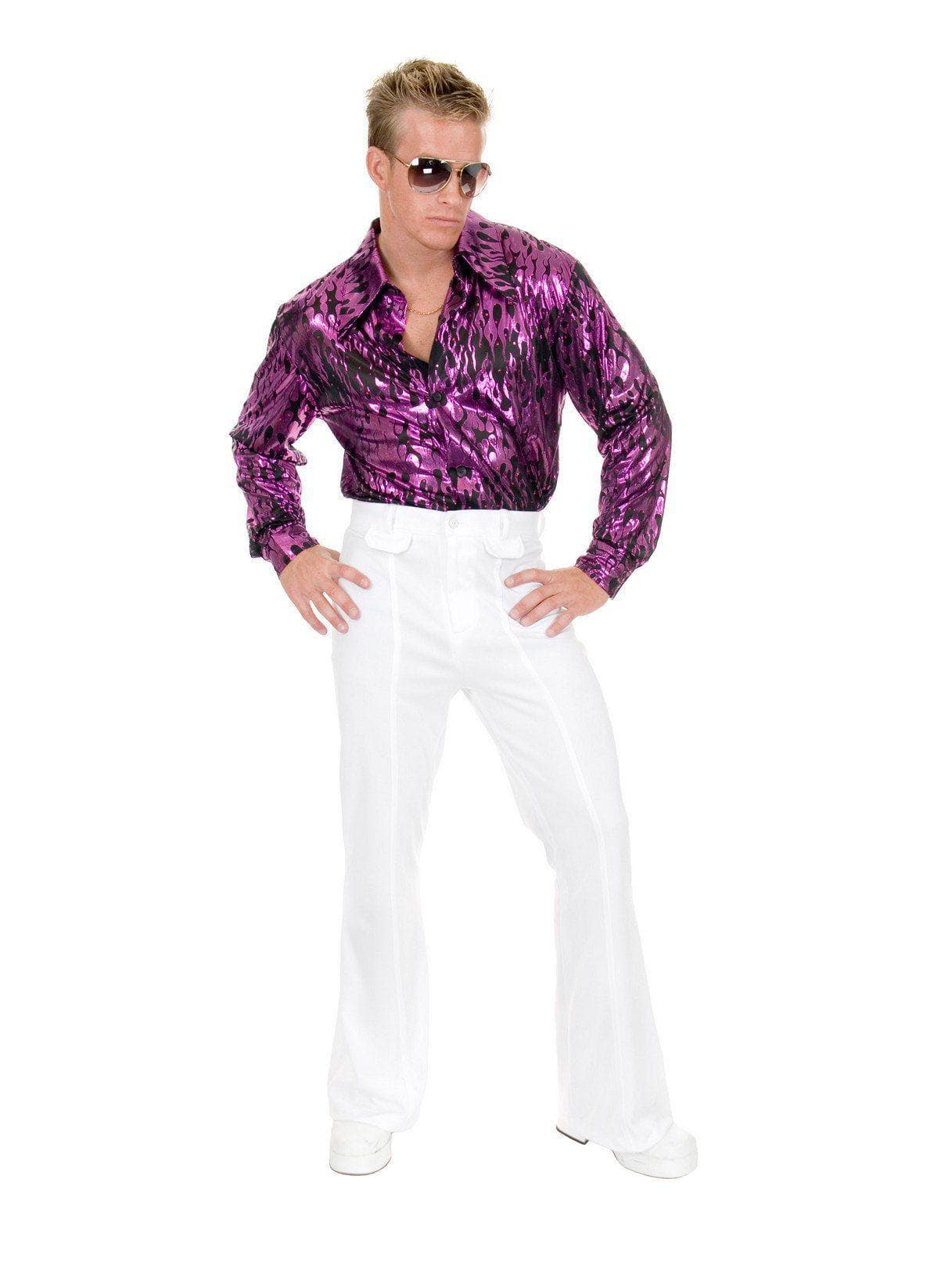 Adult Flame Hologram Disco Shirt Purple Costume - costumes.com