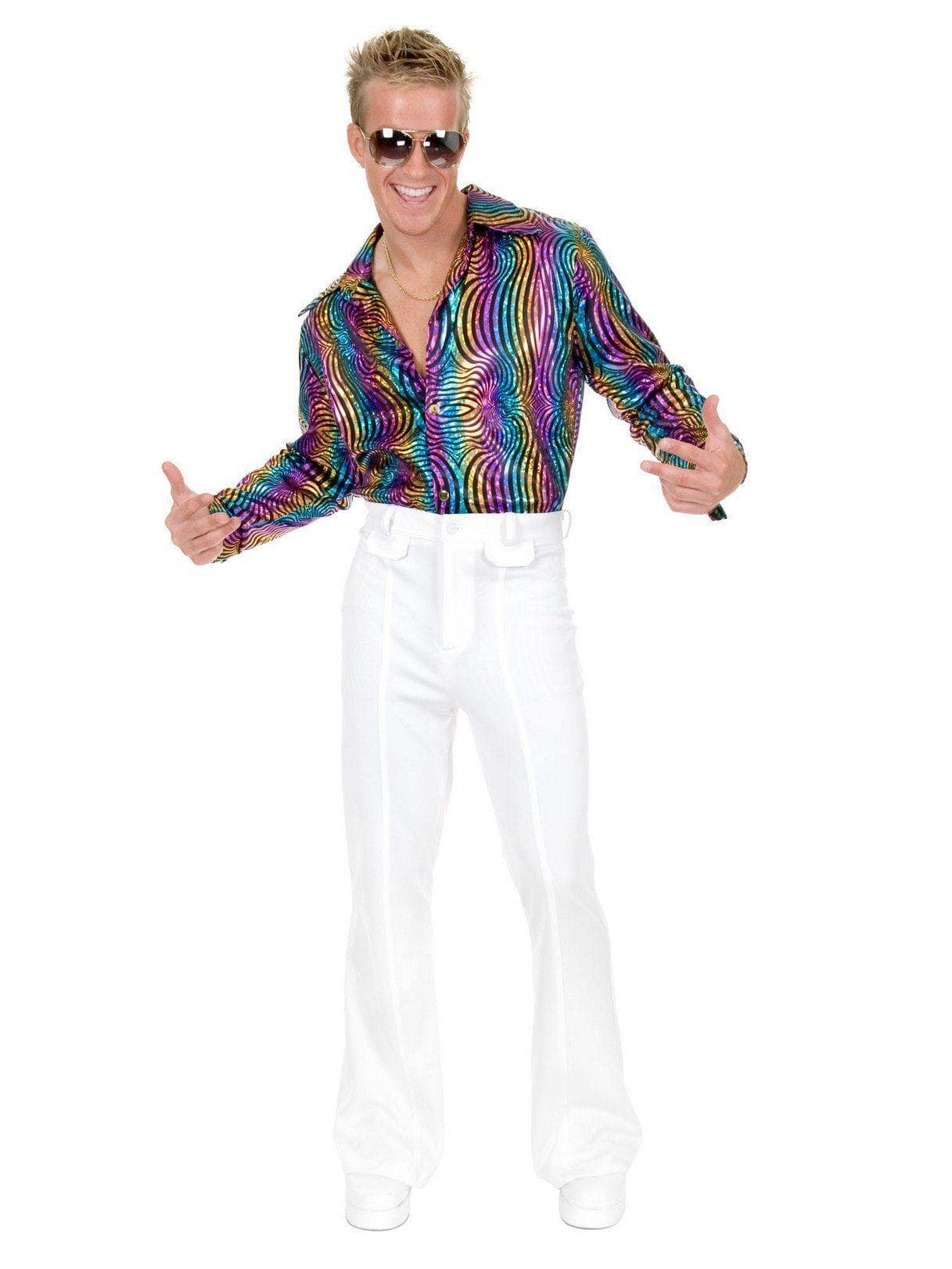Adult Plus Disco Multi Rainbow Shirt Costume - costumes.com