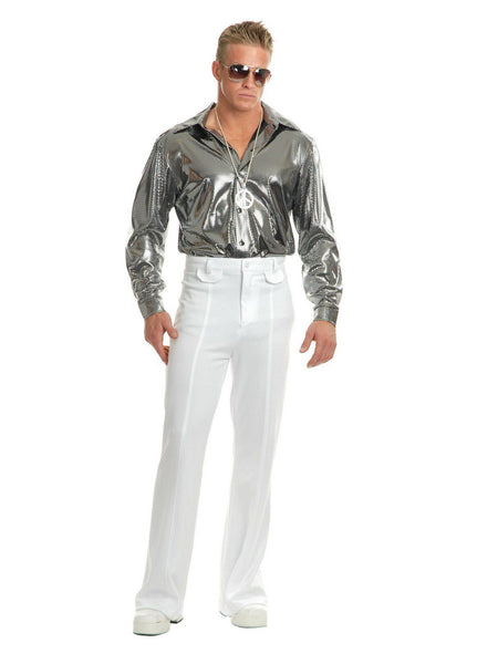 Adult Silver Nail Head Disco Shirt Costume