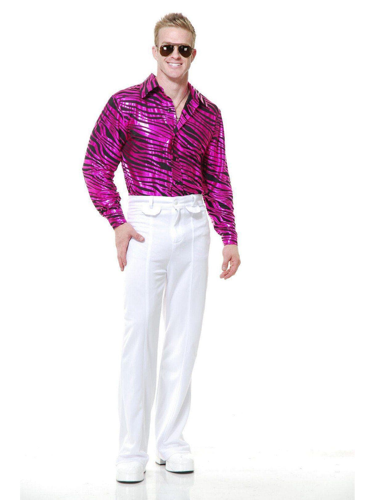Adult Zebra Print Disco Shirt Fuscia Costume - costumes.com