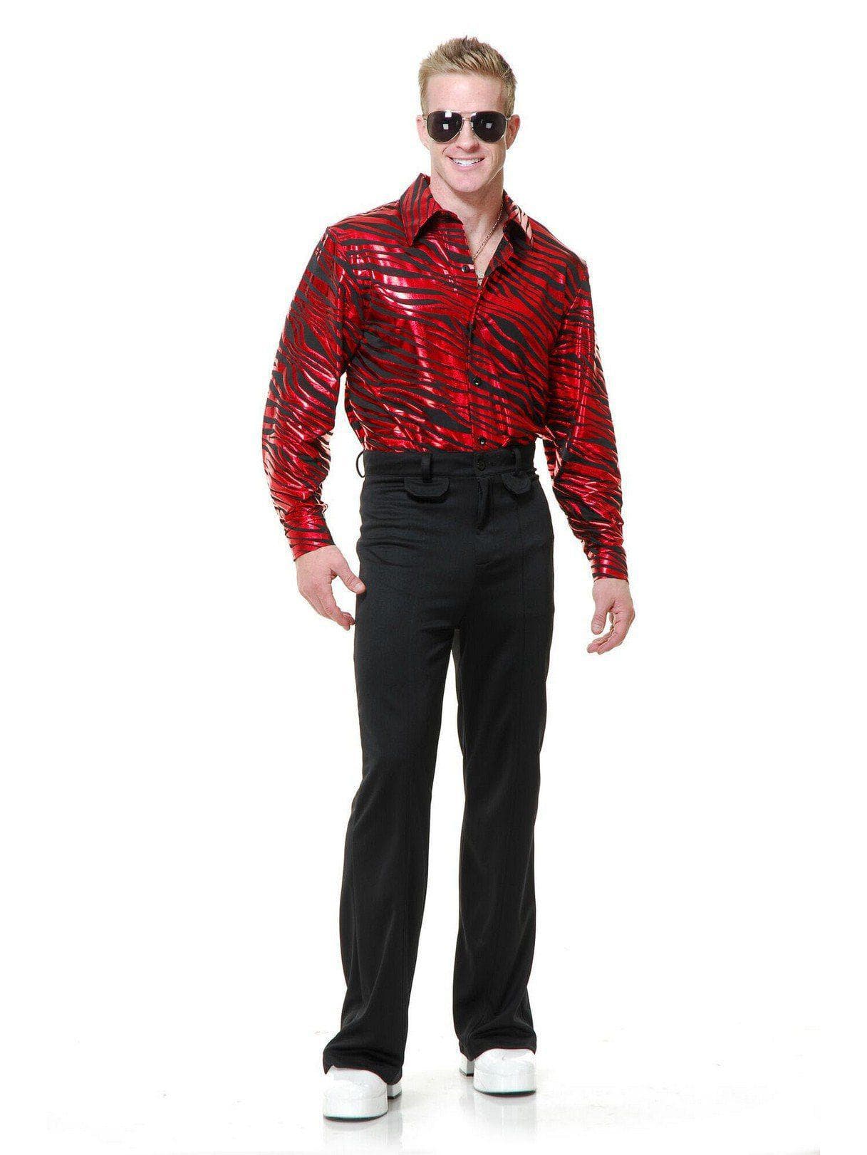 Adult Zebra Print Disco Shirt Red Costume - costumes.com