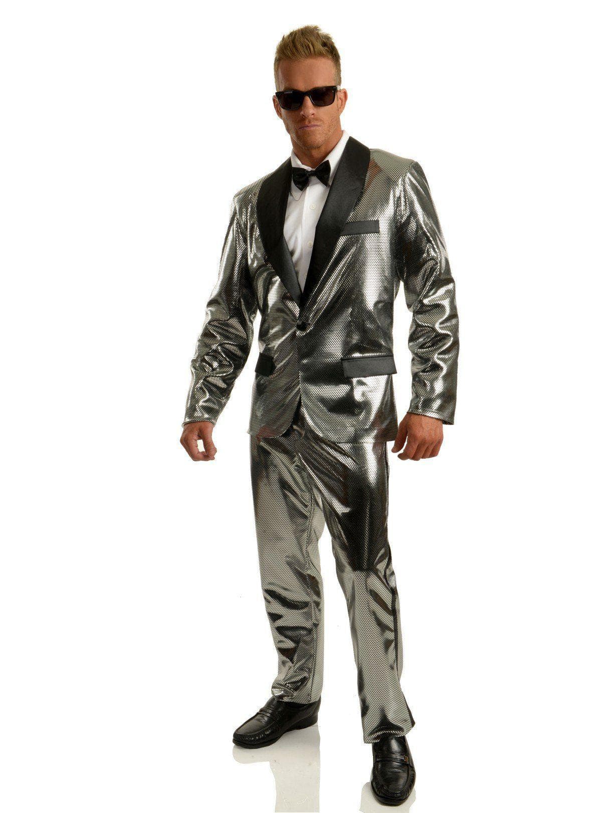 Adult Disco Ball Tuxedo Set w/Pants Silver Costume - costumes.com