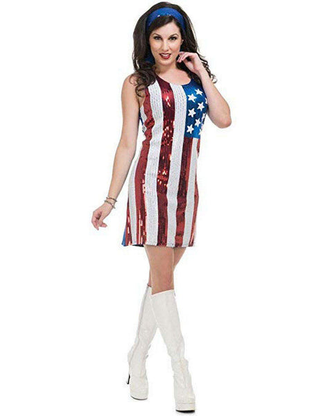 Adult American Flag Sequin Dress Costume