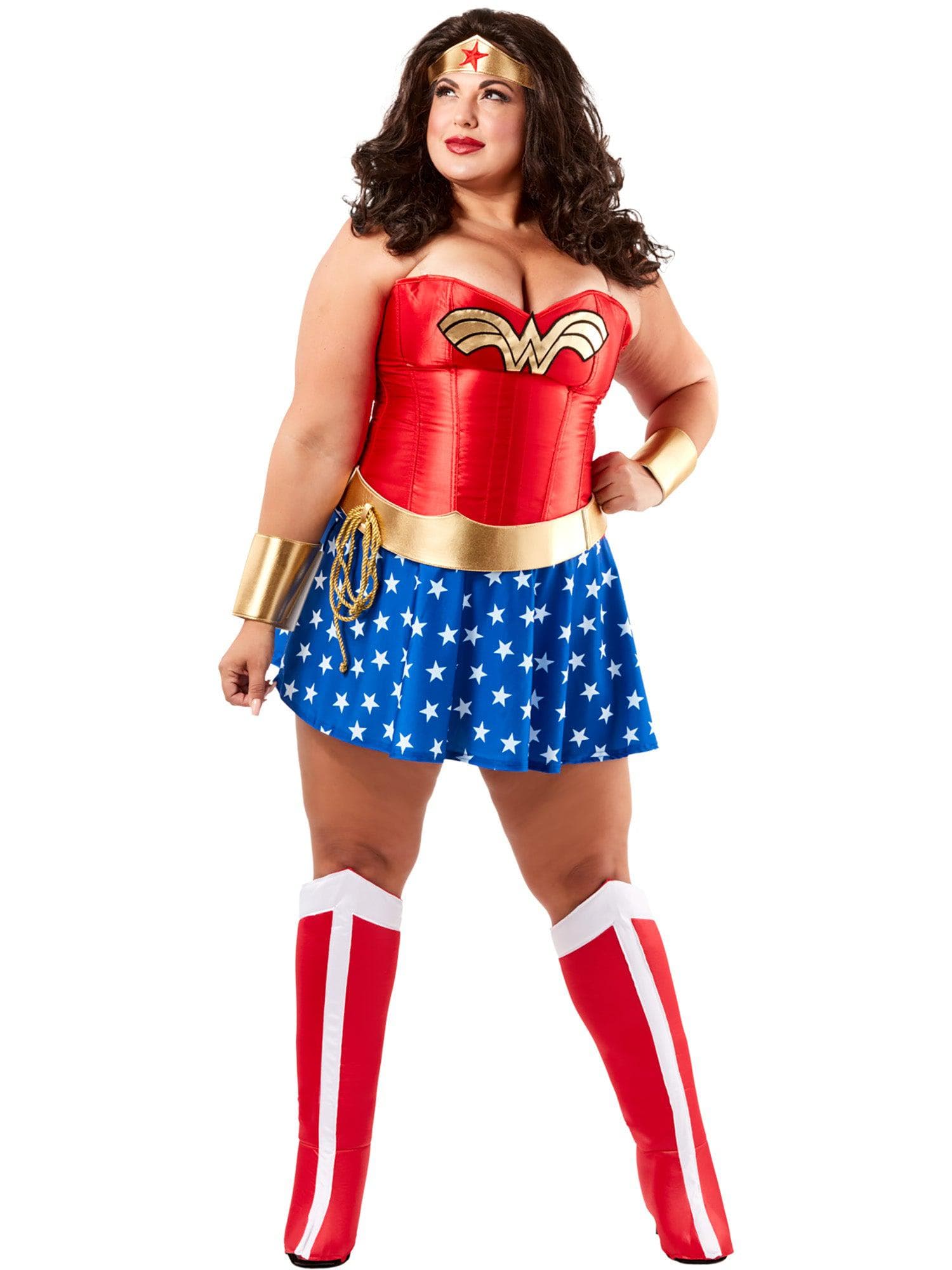 Adult Justice League Wonder Woman Deluxe Plus Size Costume - costumes.com
