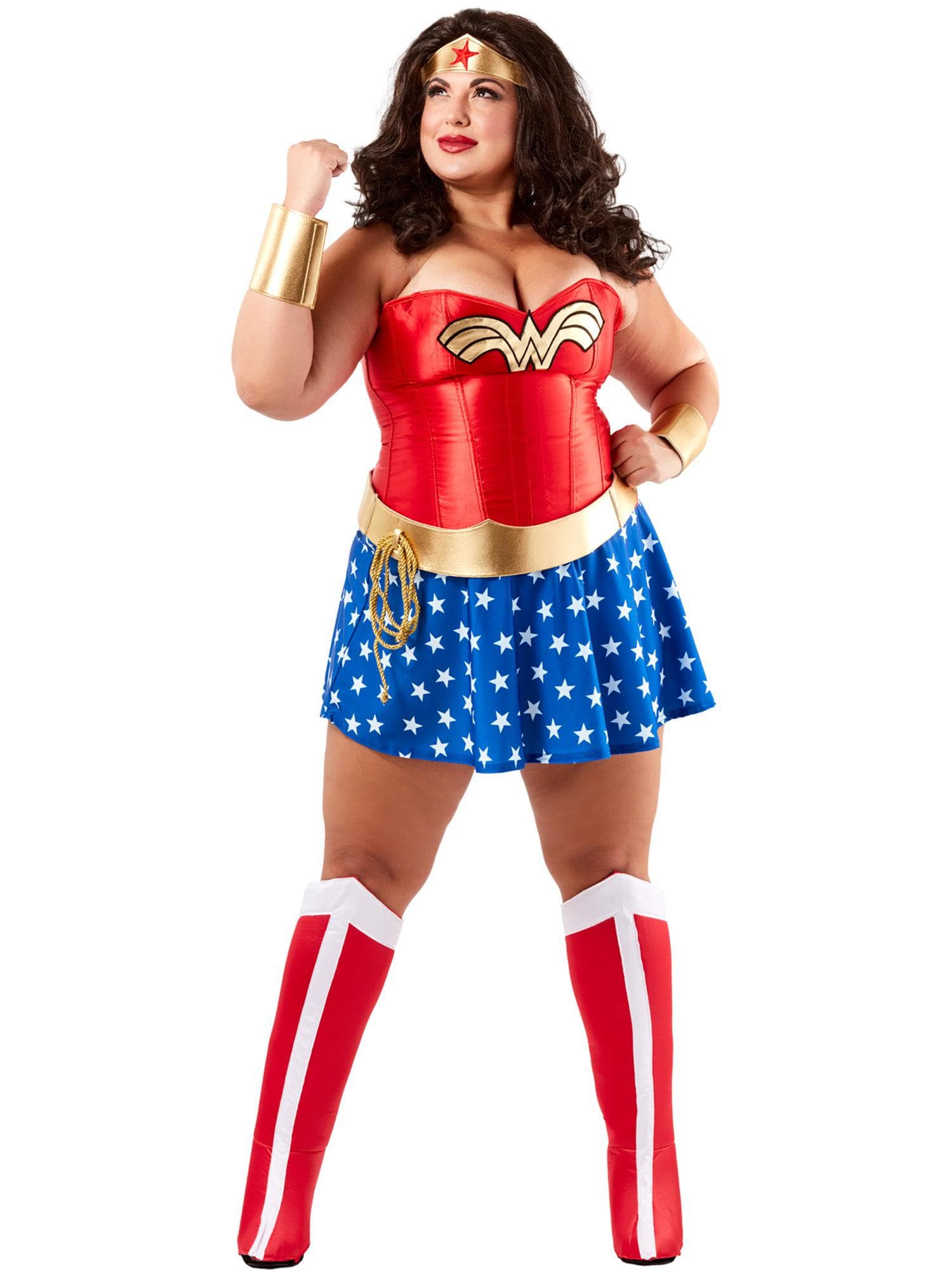 Adult Justice League Wonder Woman Deluxe Plus Size Costume - costumes.com