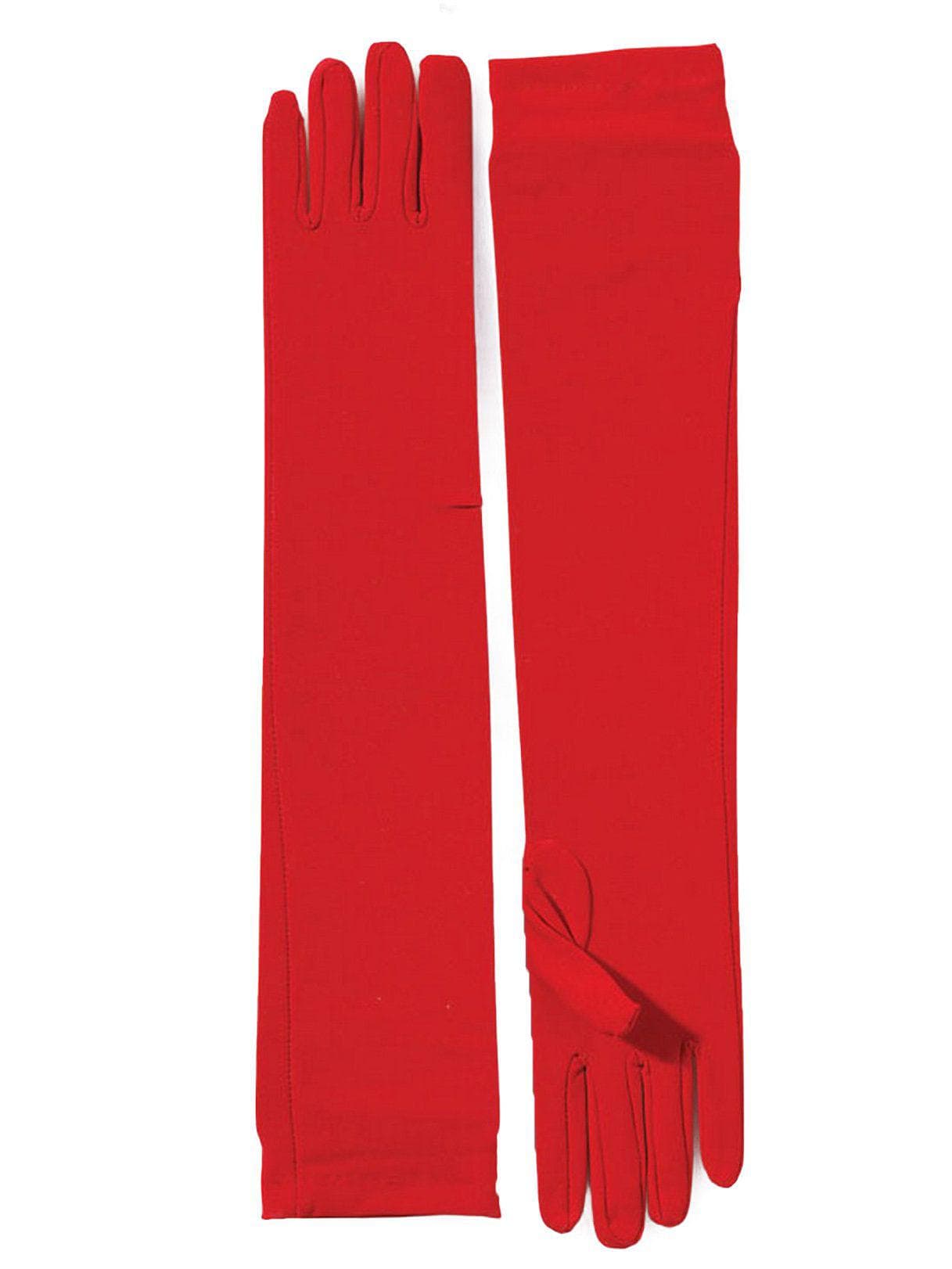 Women's Red Long Nylon Gloves - costumes.com