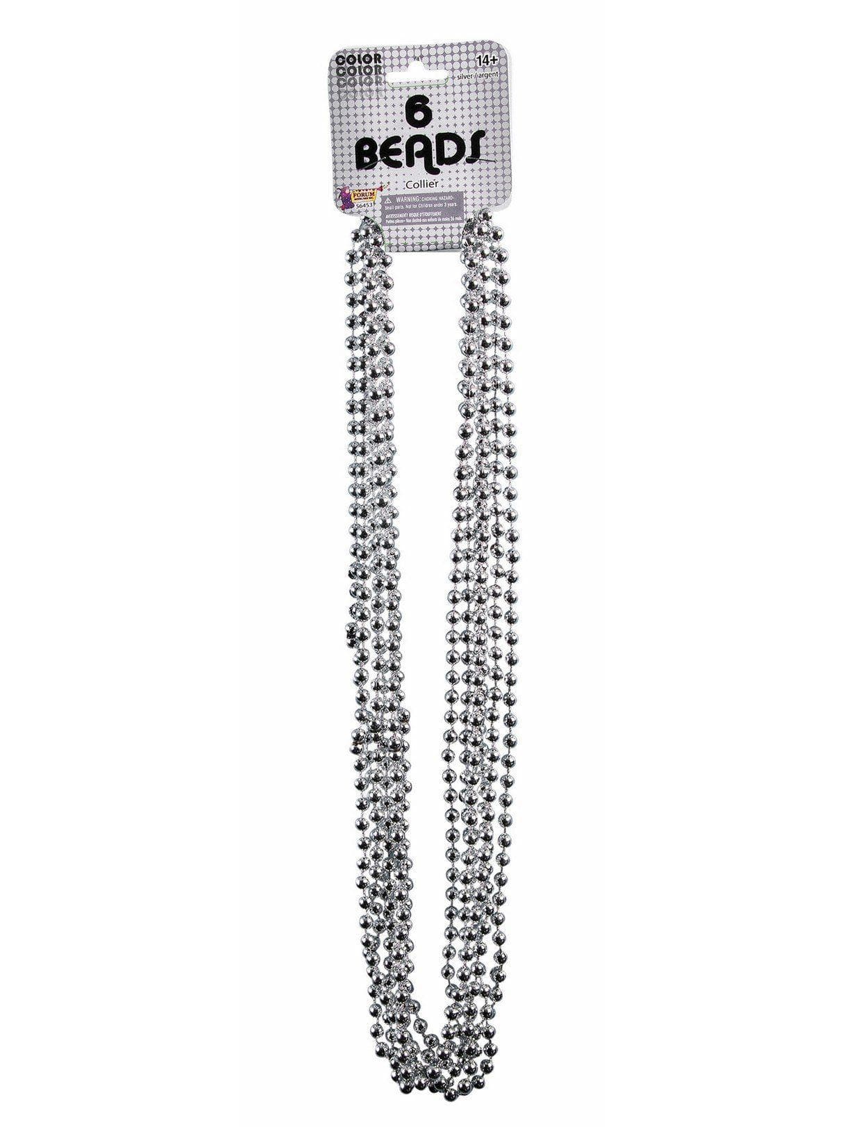 Adult Silver Mardi Gras Bead Necklaces - costumes.com