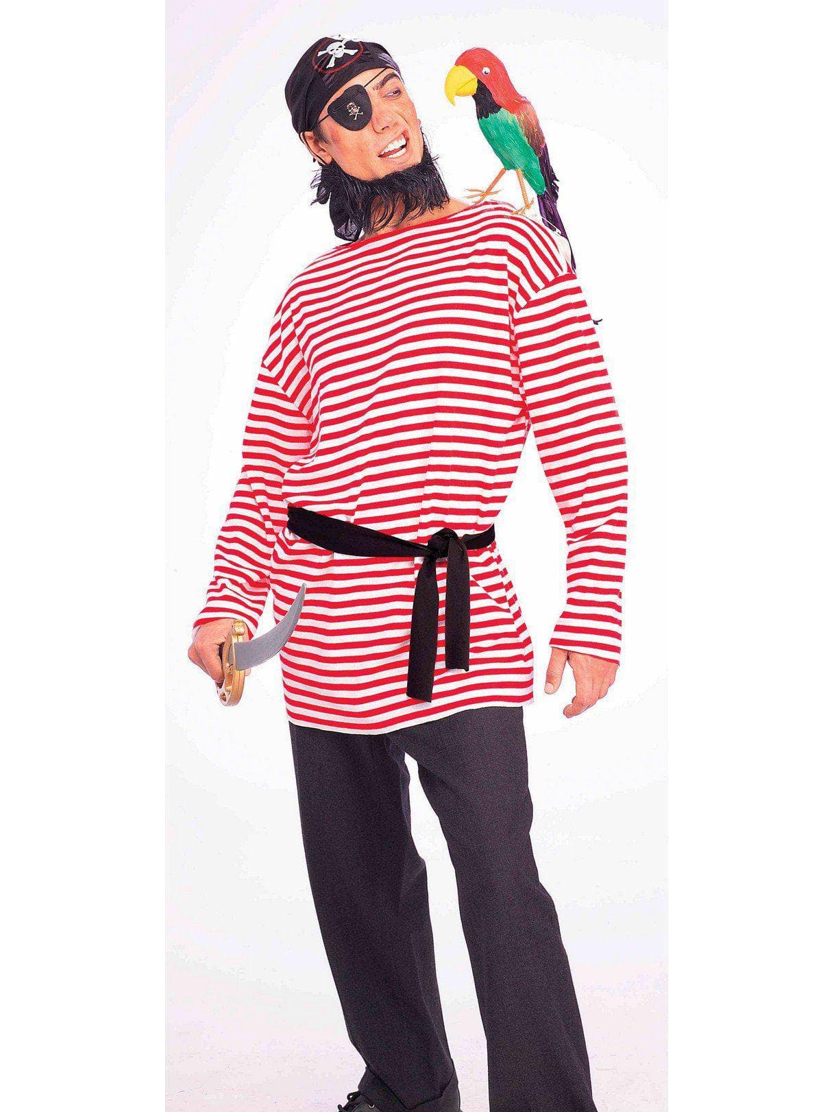Adult Red and White Striped Pirate Matey Shirt - costumes.com