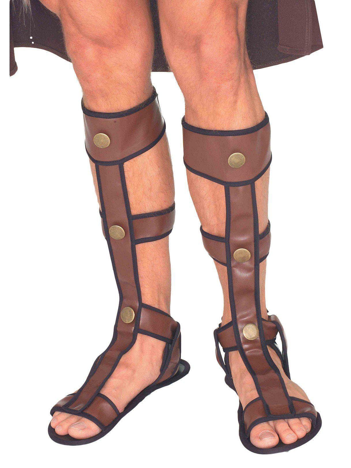 Adult Brown Gladiator Studded Flat Sandals - costumes.com