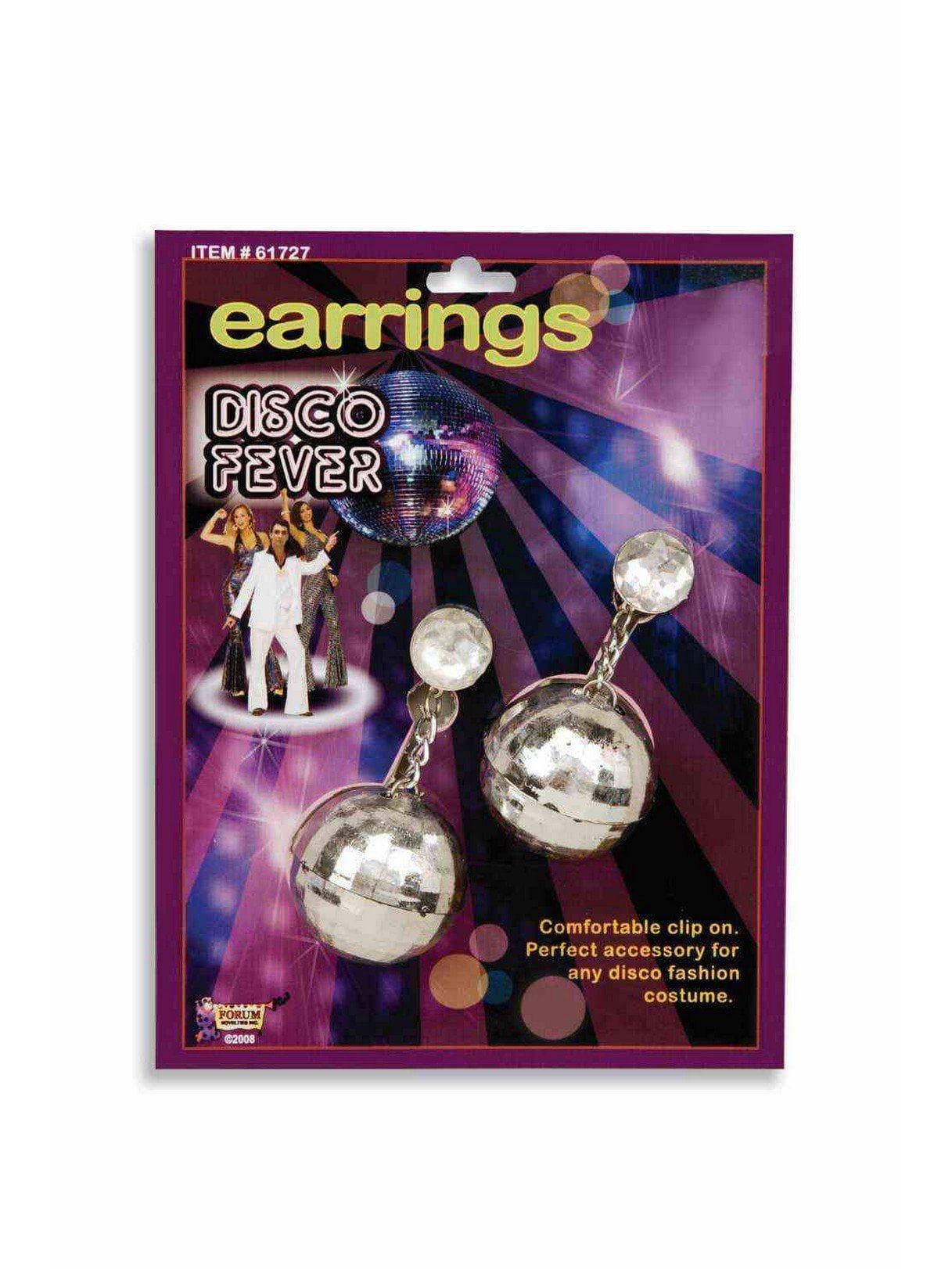 Adult Silver Clip-on Disco Ball Earrings - costumes.com