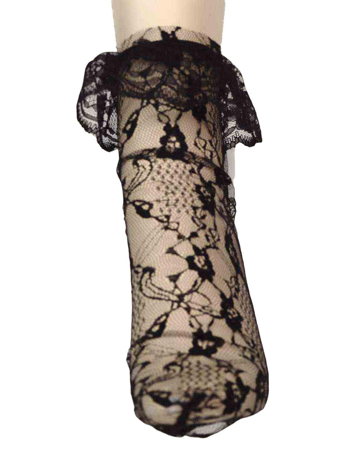 Black Lace Ankle Socks - costumes.com