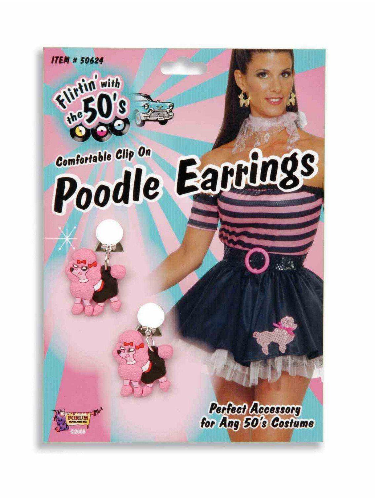Adult Pink Clip-on 1950's Poodle Dog Earrings - costumes.com