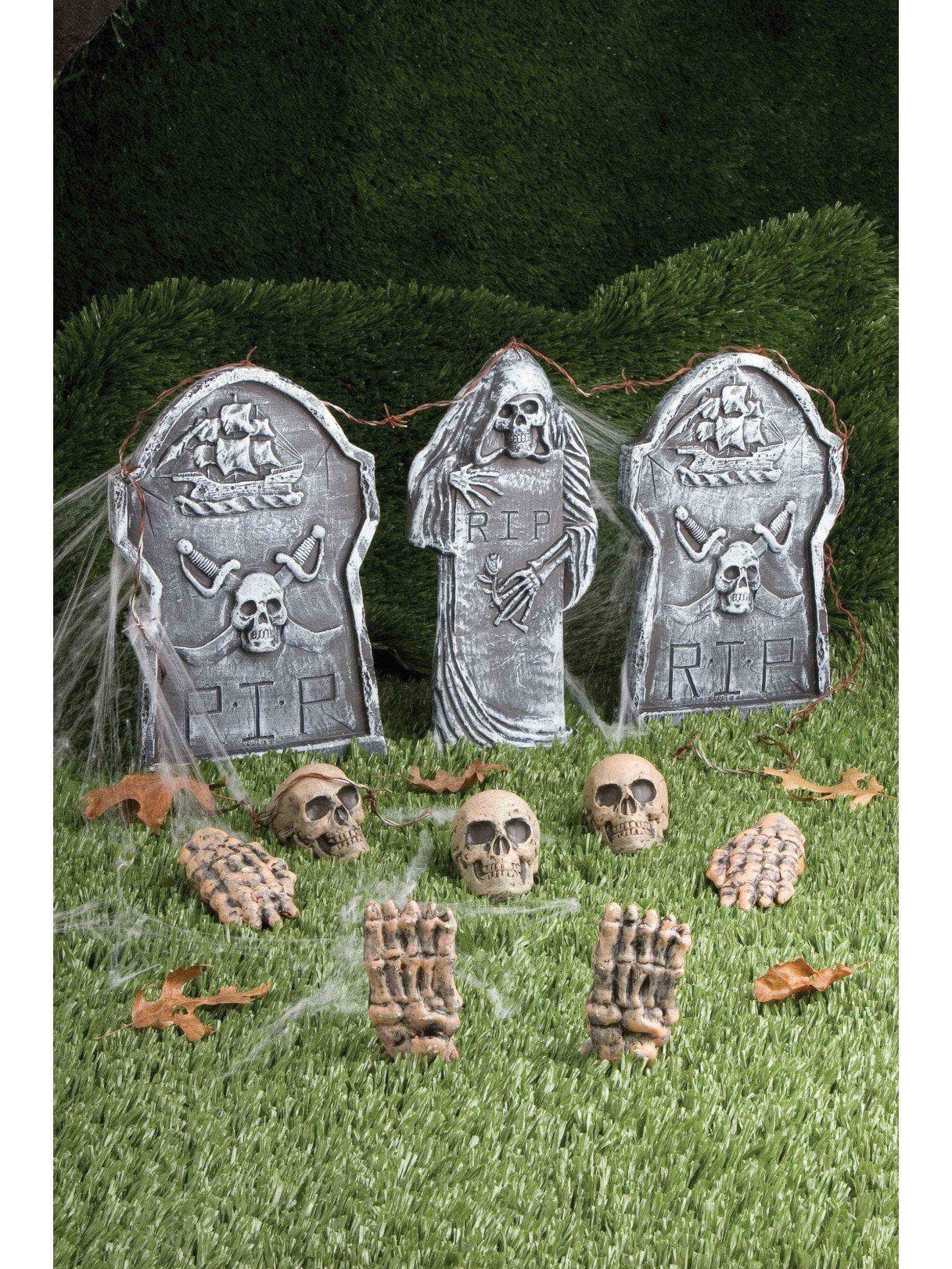 12 Piece Tombstone Graveyard Set - costumes.com