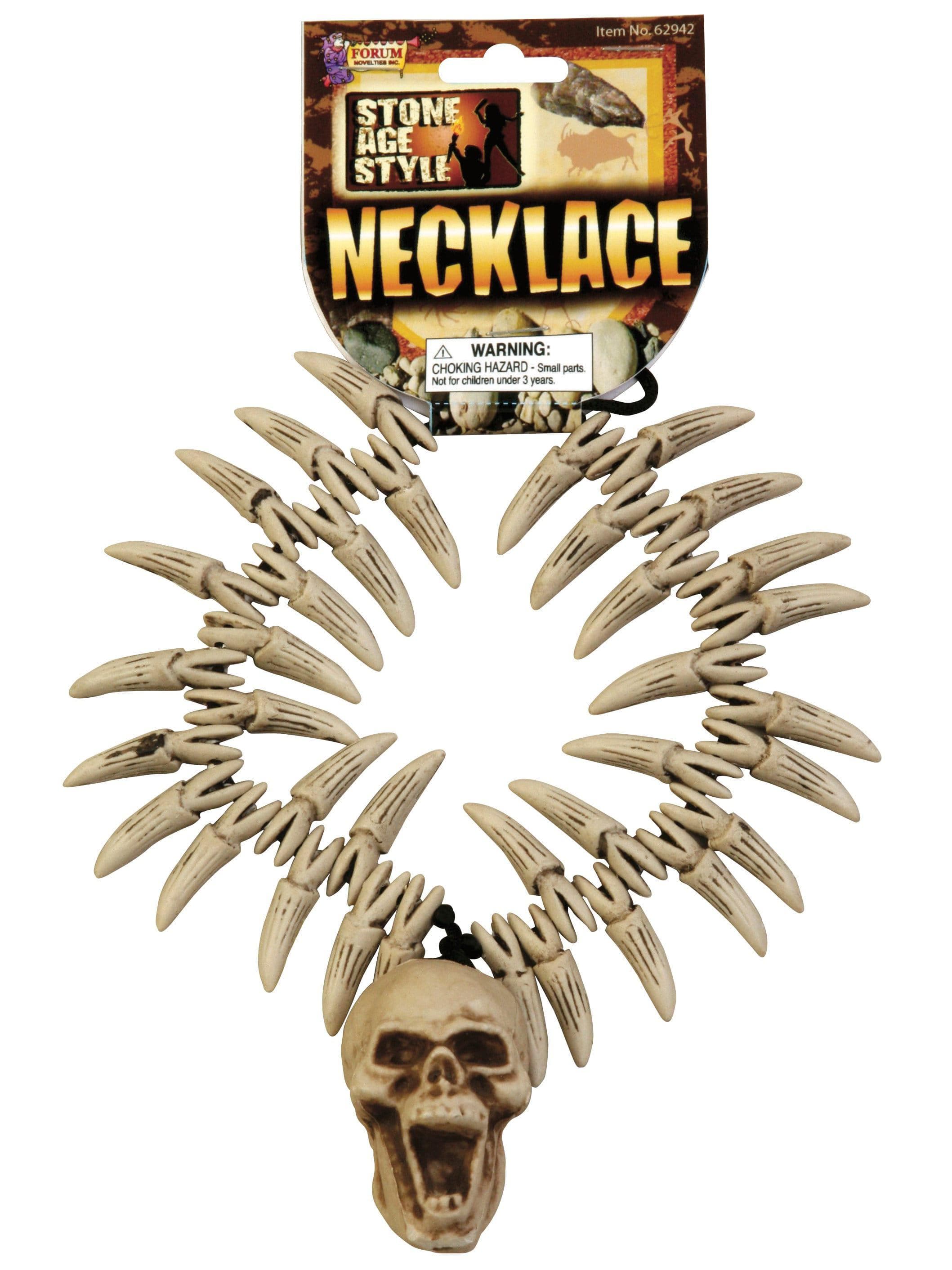 Adult Teeth and Skull Stone Age Necklace - costumes.com