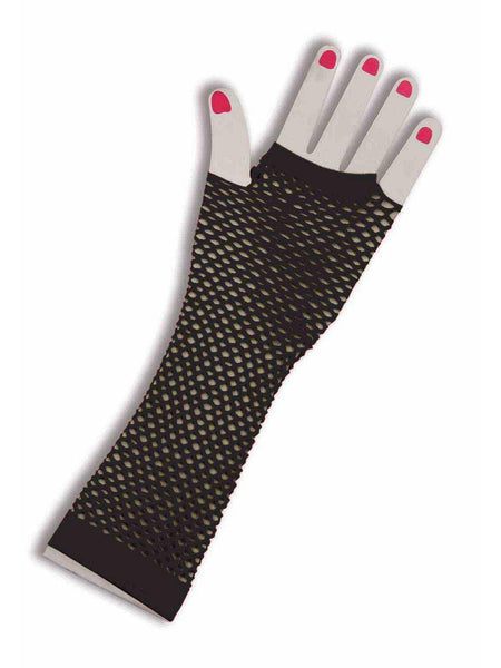 Women's Black 1980's Fishnet Gloves