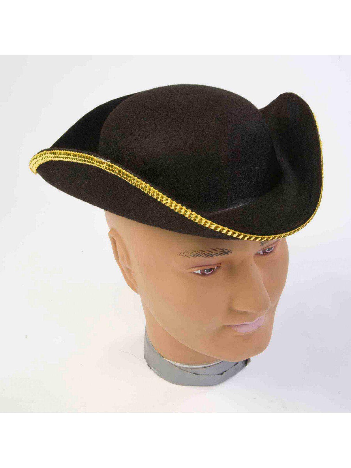 Kids' Black Tricorn Hat with Gold Trim - costumes.com