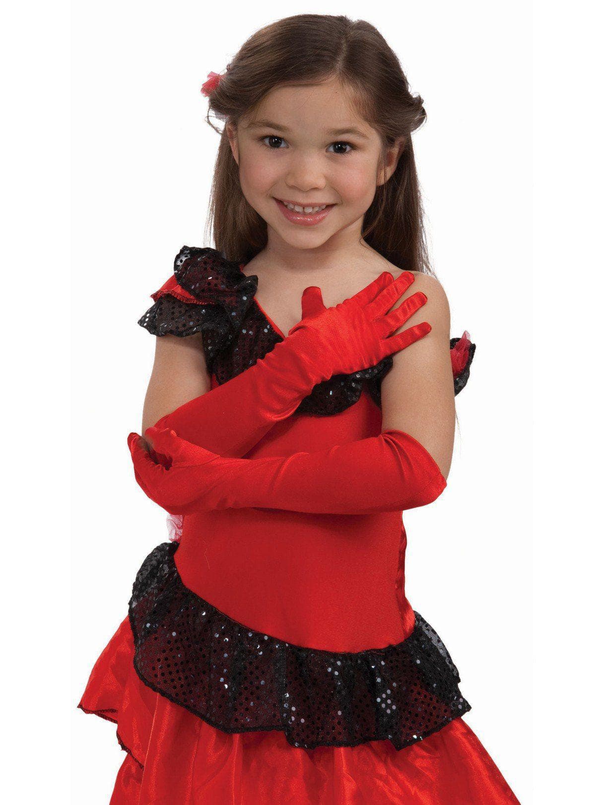 Kids' Red Elbow Length Gloves - costumes.com