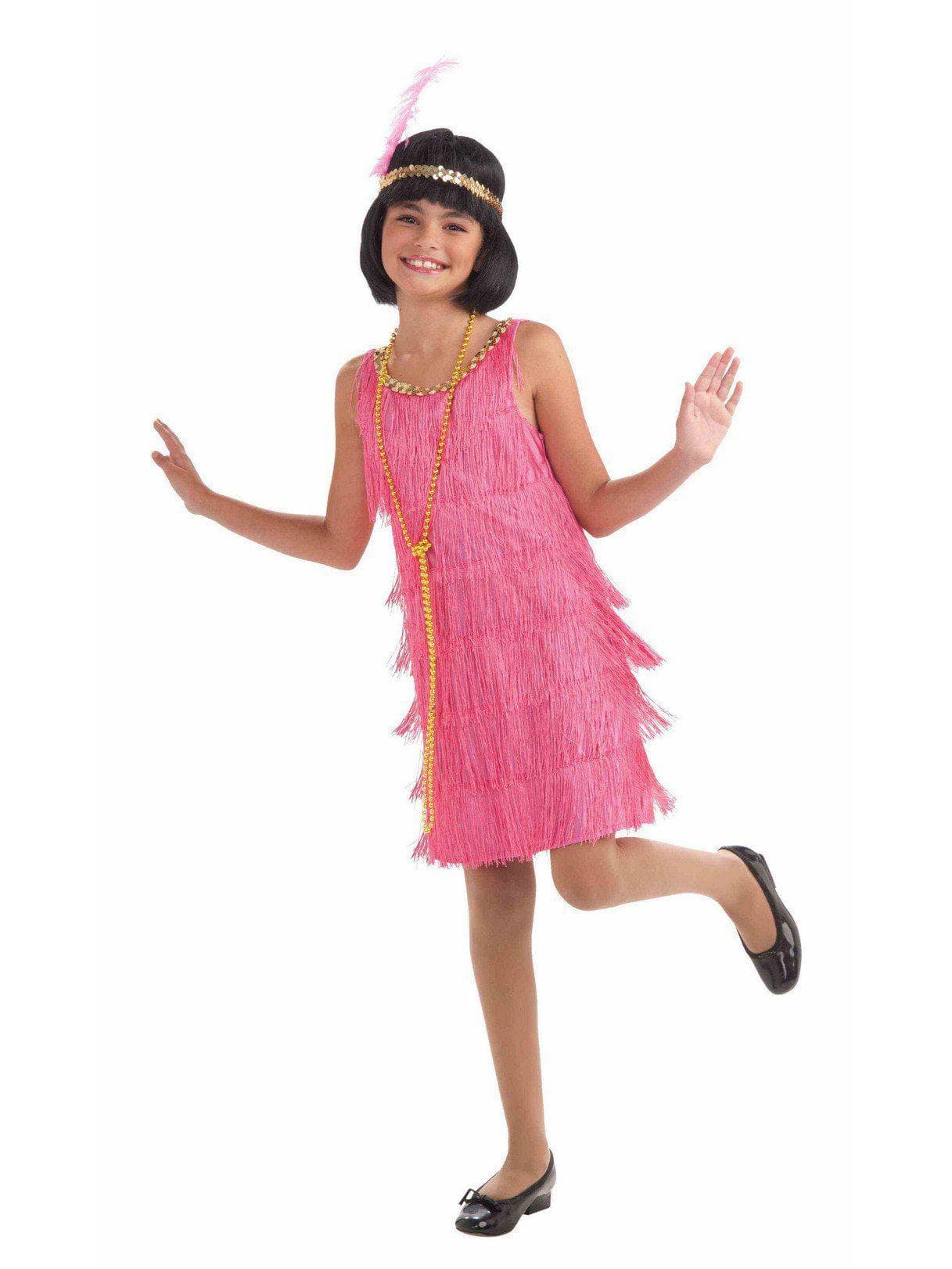 Girls' Black Fringe Flapper Dress and Headband - costumes.com