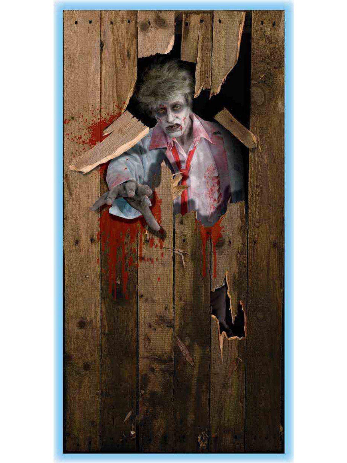 Bloody Break In Zombie Door Cover Decoration - costumes.com