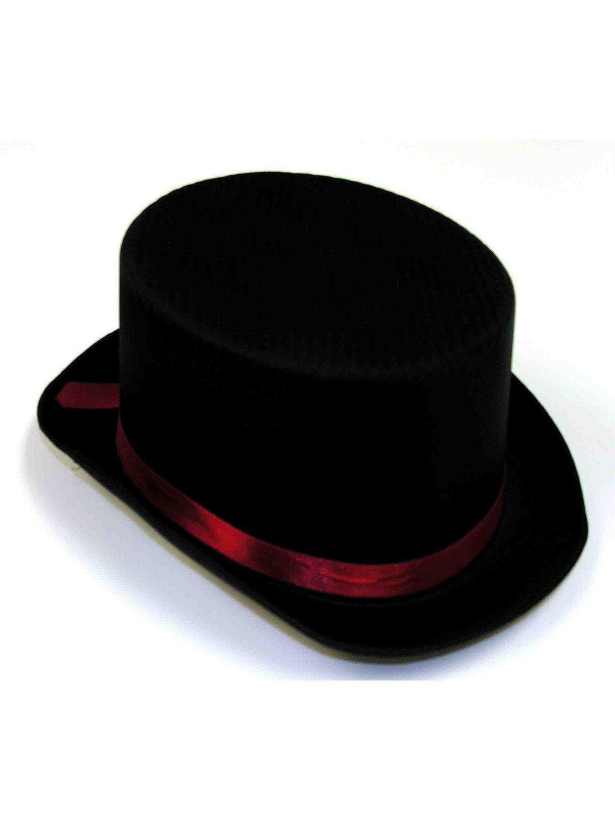 Adult Black Classic Top Hat with Red Trim - costumes.com