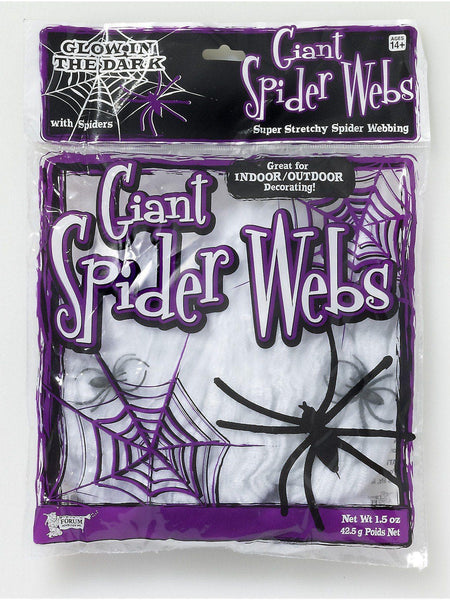 Giant Wickedly White Super Spiderweb with 2 Spiders - 42.5 Grams