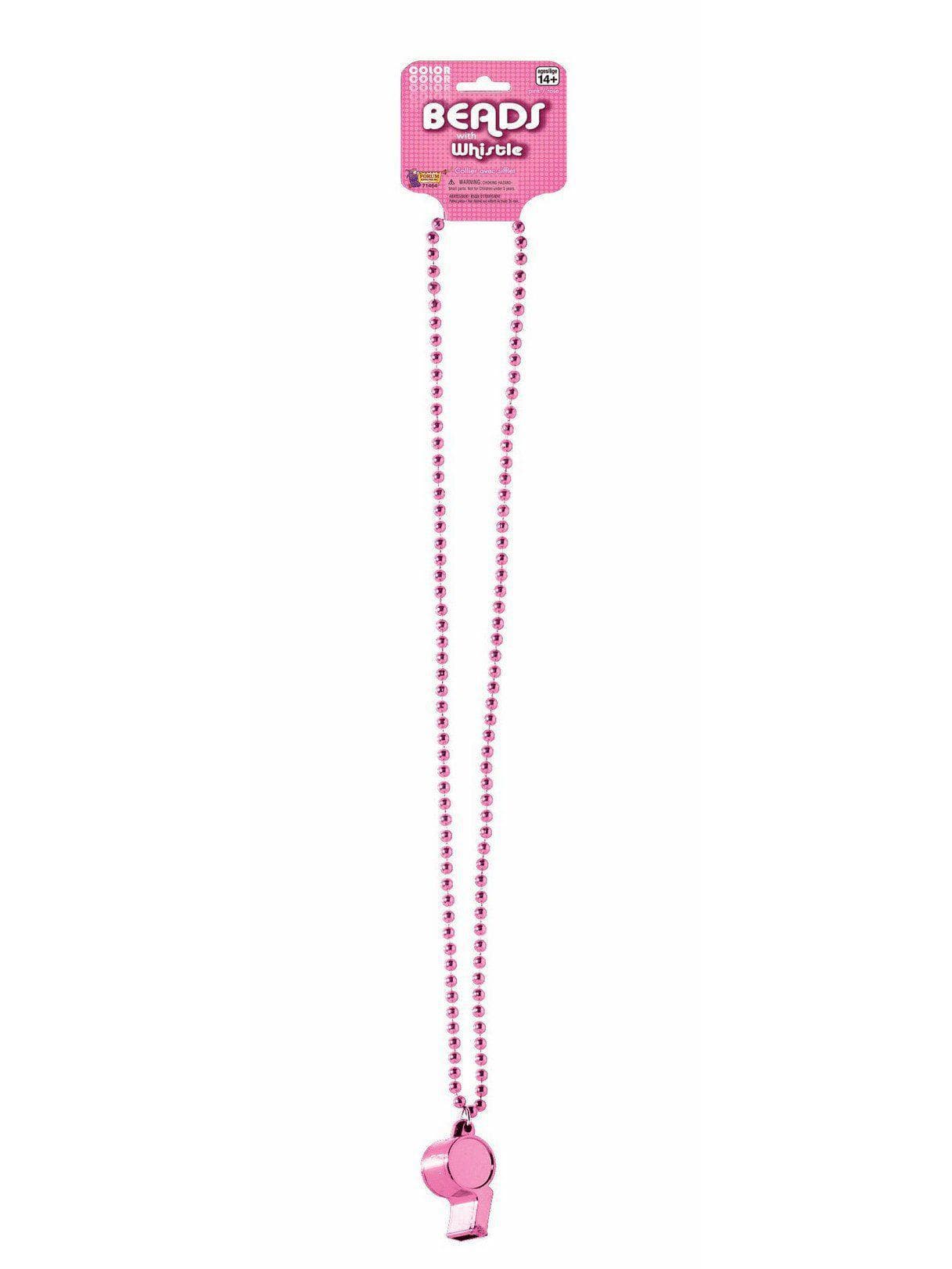 Adult Pink Bead Necklace with Whistle - costumes.com
