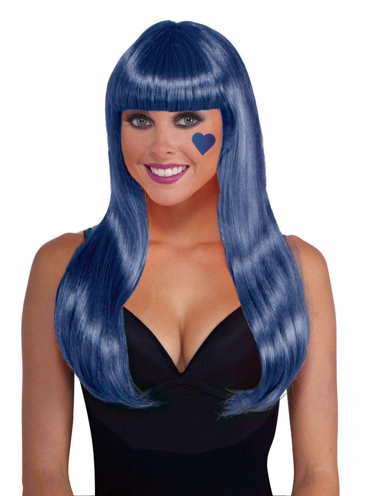Adult Neon Blue Long Wig - costumes.com