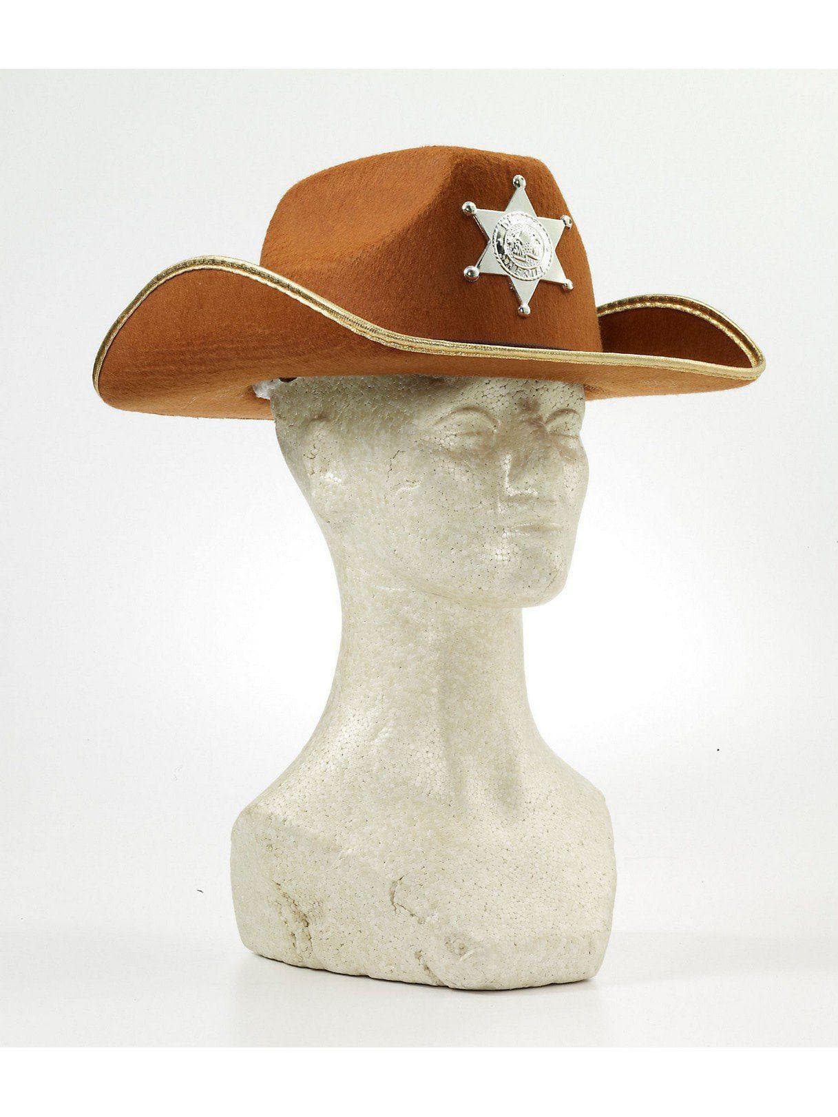 Kids' Brown Cowboy Hat with Badge - costumes.com