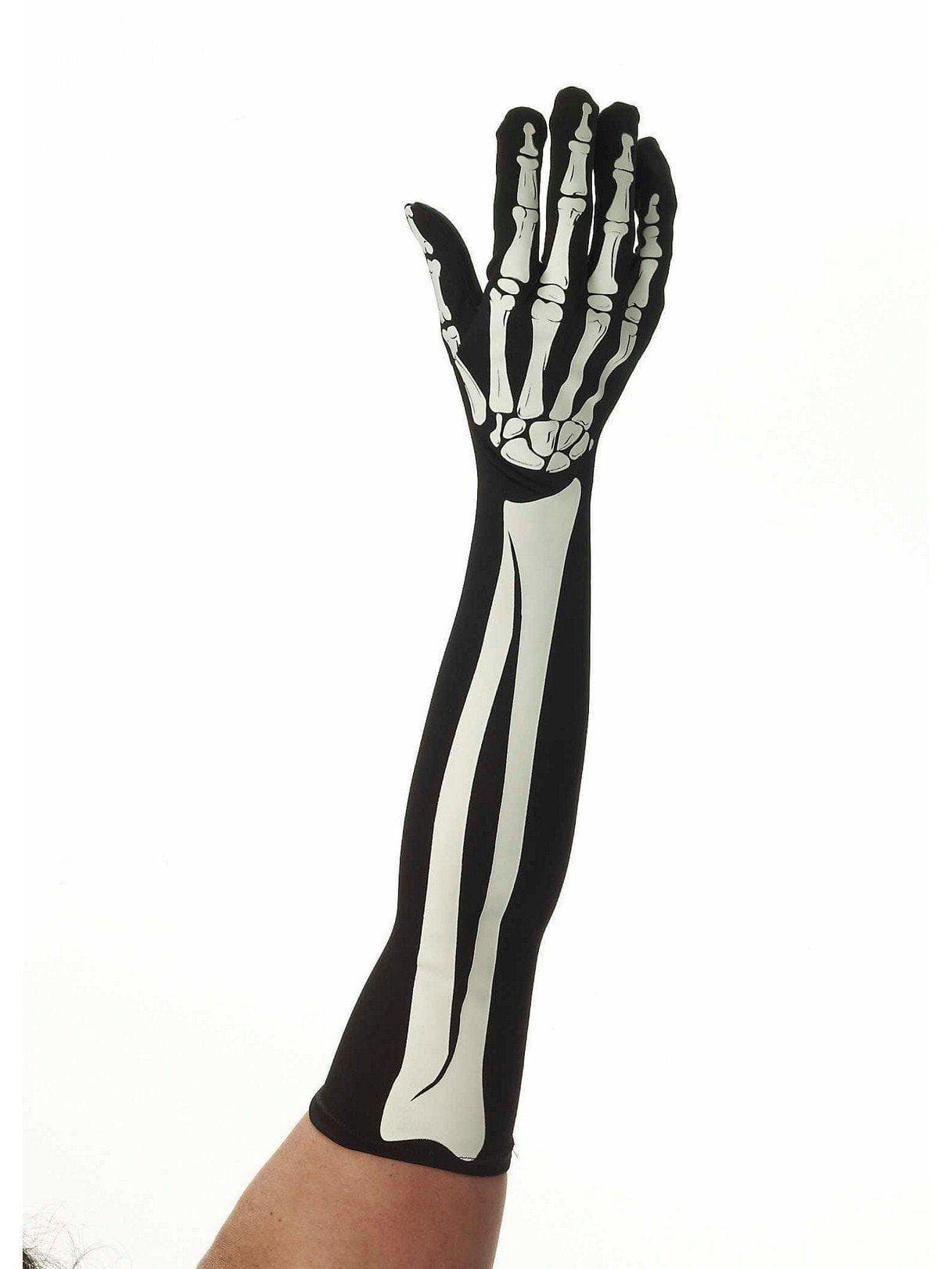Adult Elbow Length Skeleton Gloves - costumes.com