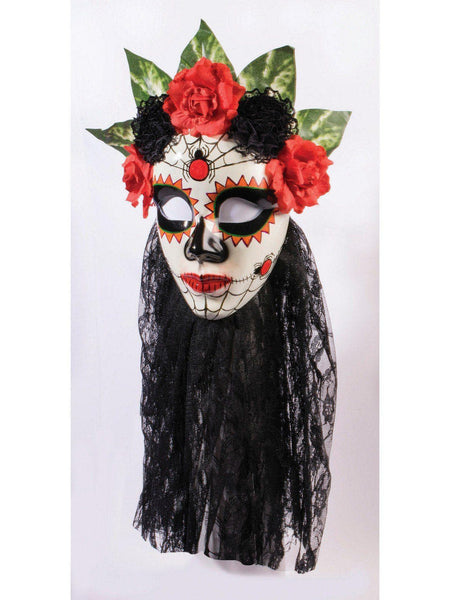 Women's Day of the Dead Inspired Mask with Lace Veil