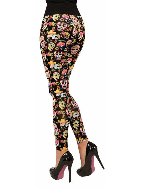 Adult Day of the Dead Inspired Festive Printed Leggings