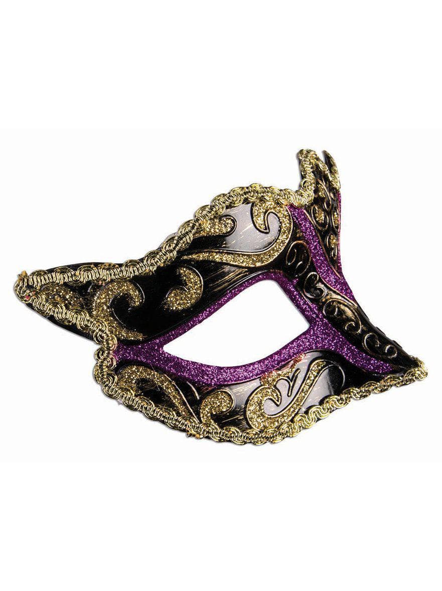 Adult Purple and Gold Masquerade Eye Mask - costumes.com