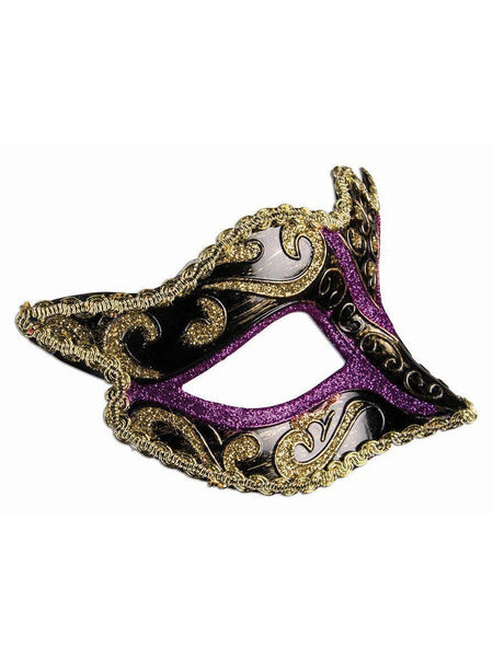 Adult Purple and Gold Masquerade Eye Mask