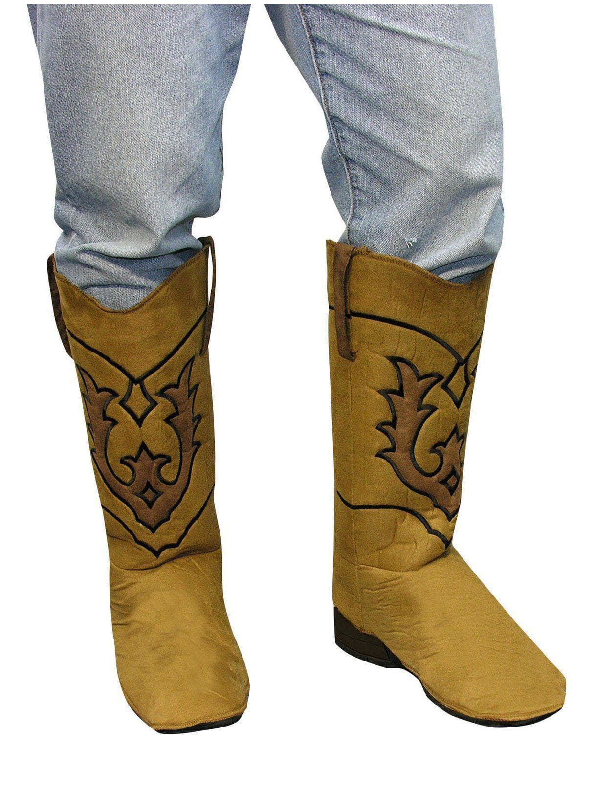 Adult Brown Stitched Cowboy Boot Tops - costumes.com