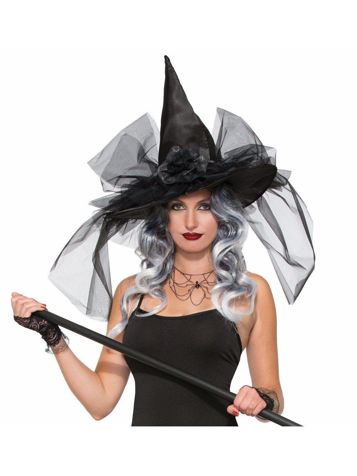 Adult Black Tulle Wizardly Witch Hat - costumes.com