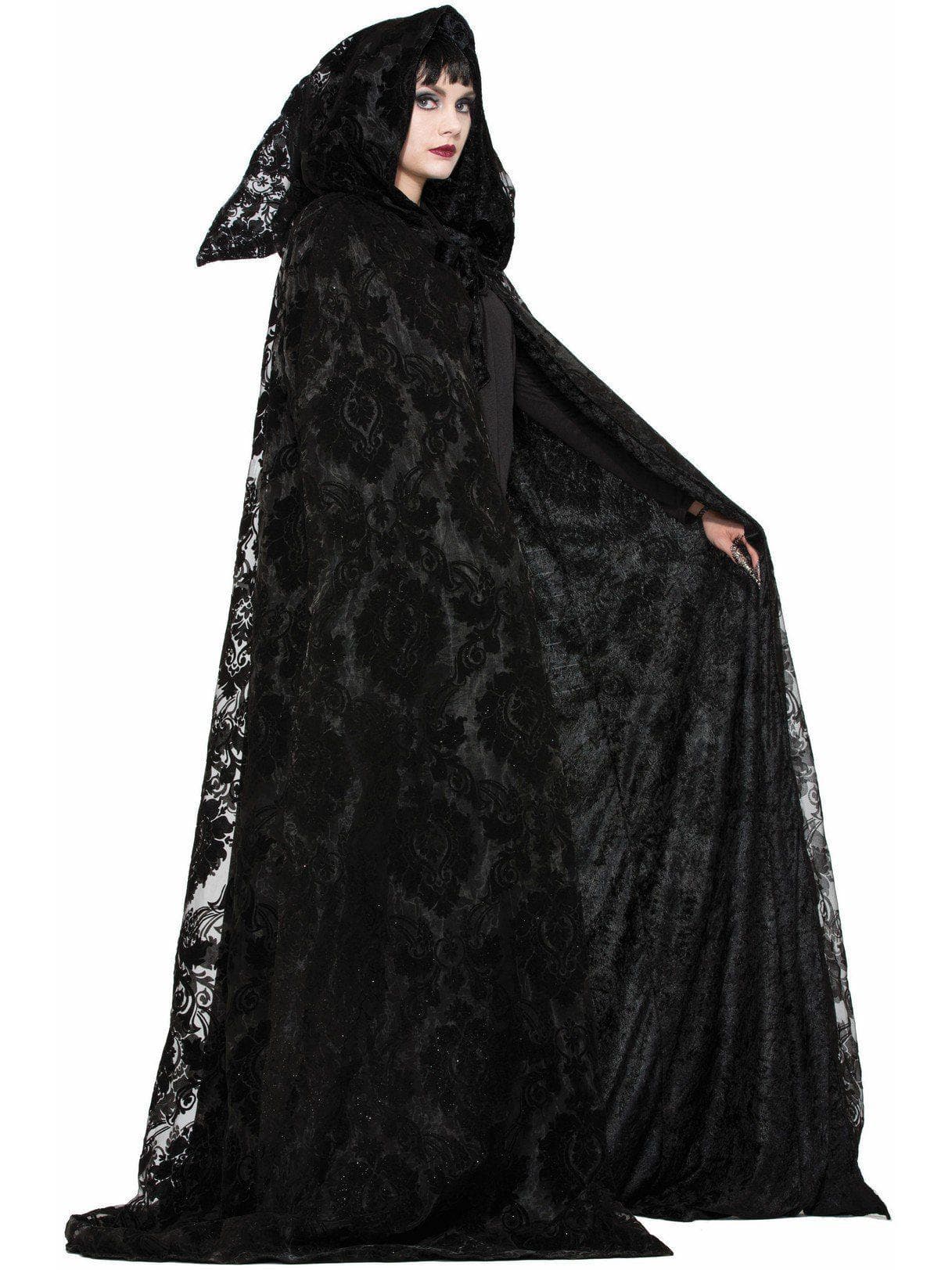 Adult Black Witch and Wizard Midnight Lace Cloak - costumes.com