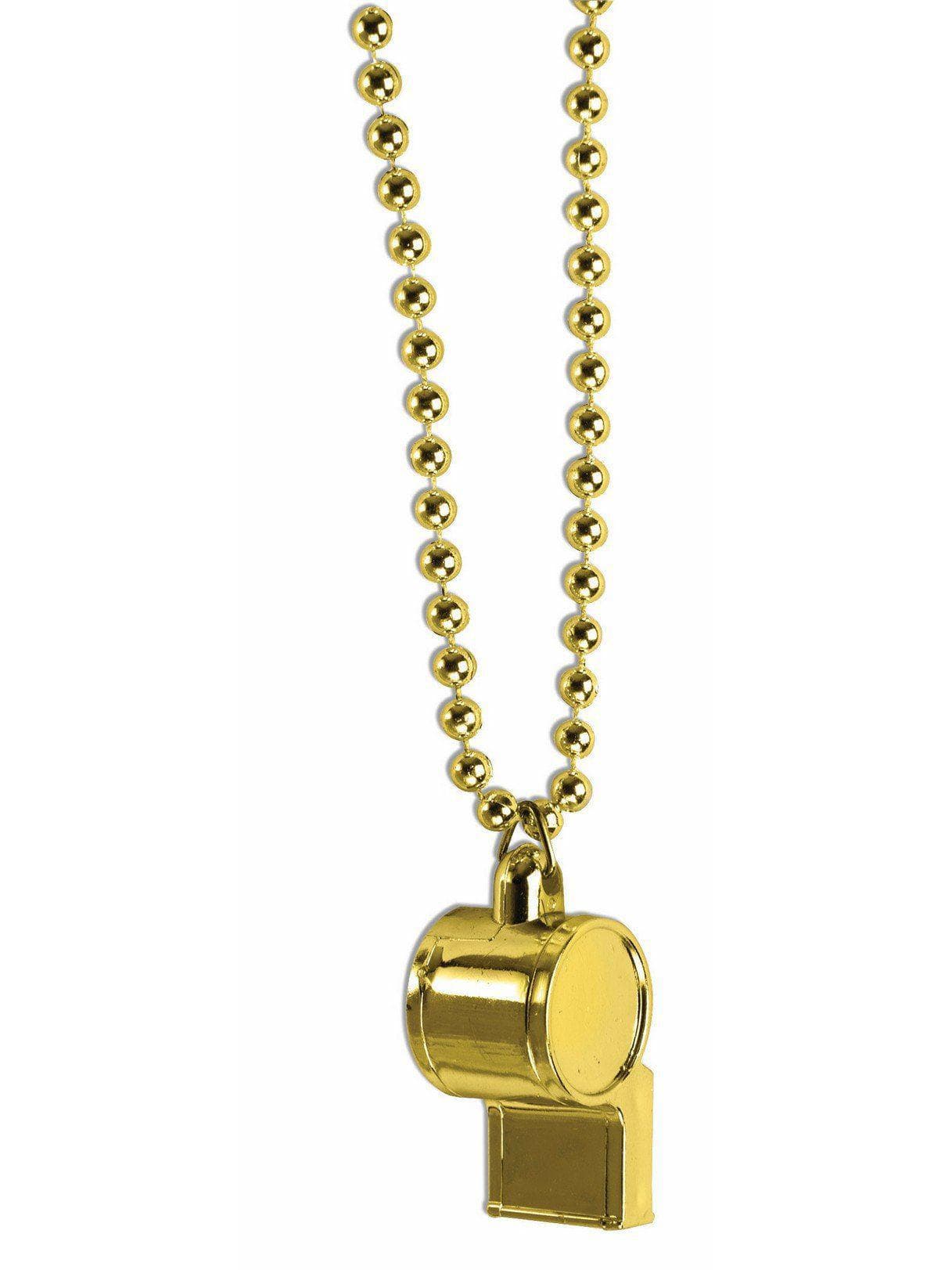 Adult Gold Bead Necklace with Whistle - costumes.com