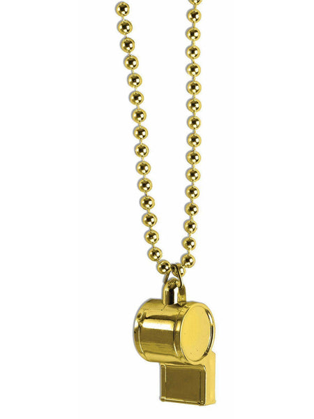 Adult Gold Bead Necklace with Whistle