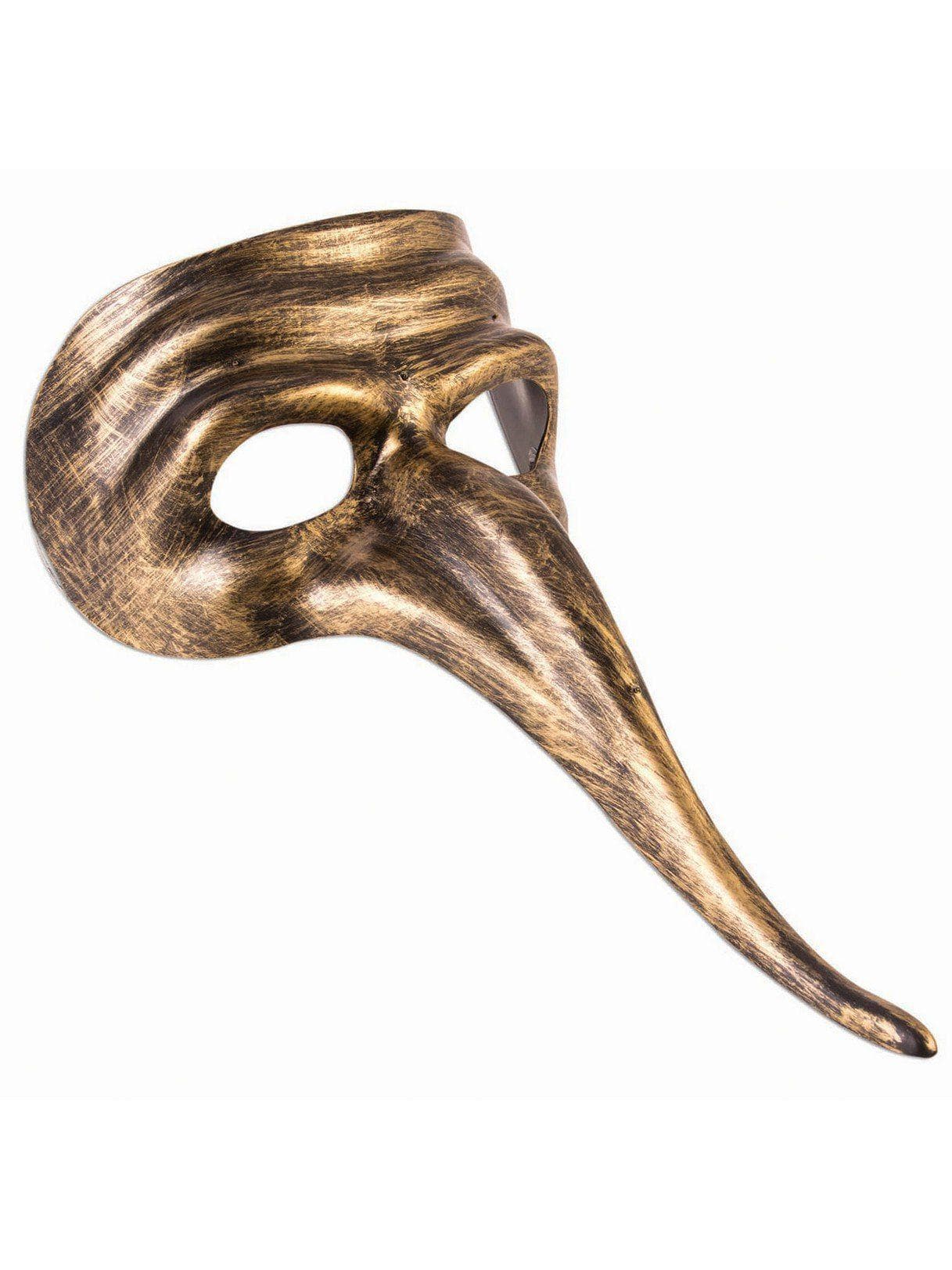Adult Gold Long Nose Half Mask - costumes.com