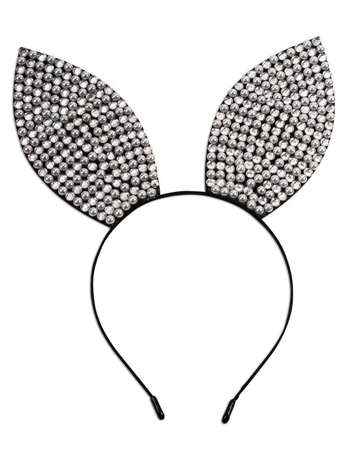 Rhinestone & Pearl Bunny Ears Headband - costumes.com