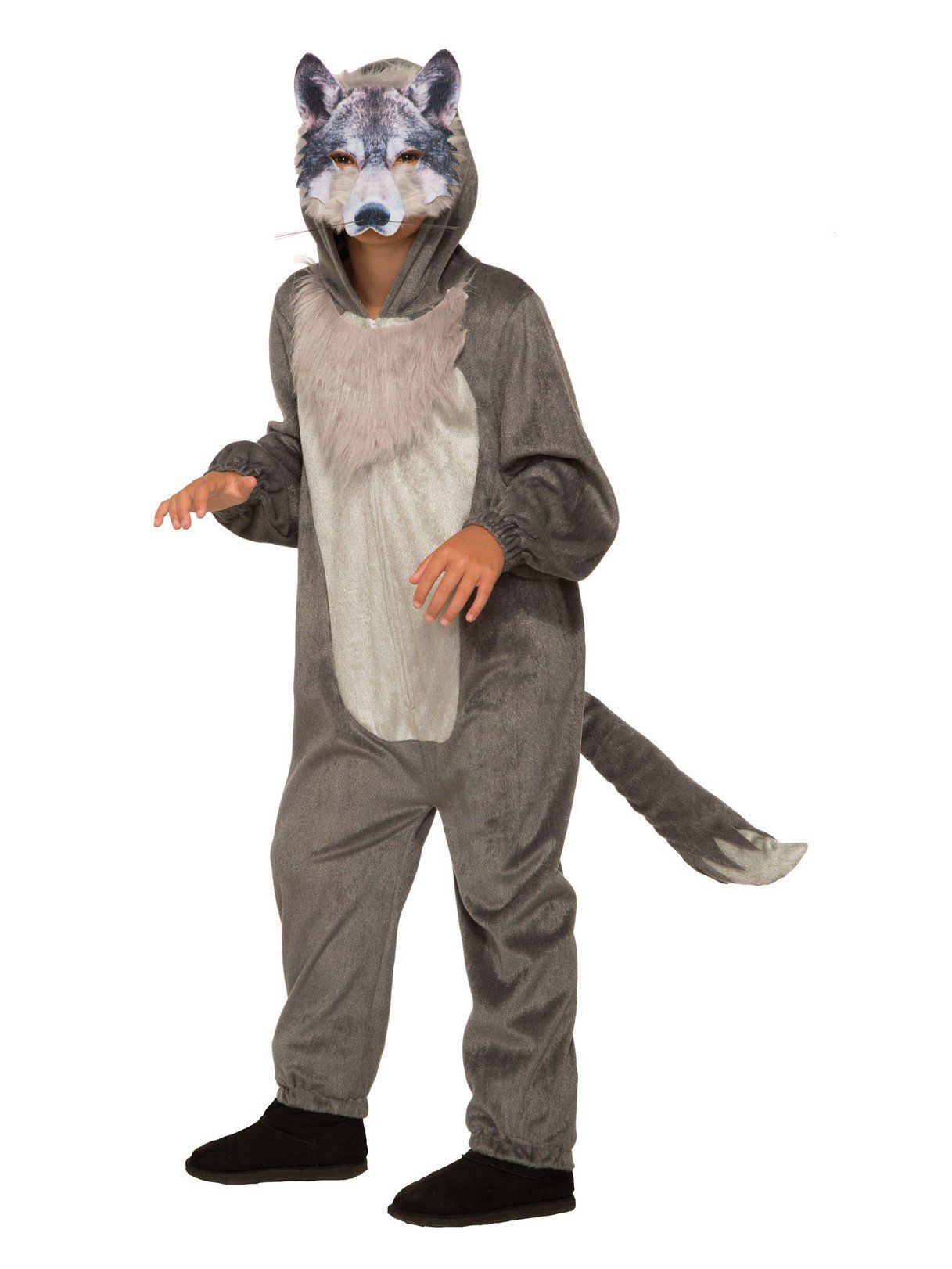 Kid's Wolf Jumpsuit With Mask Costume - costumes.com