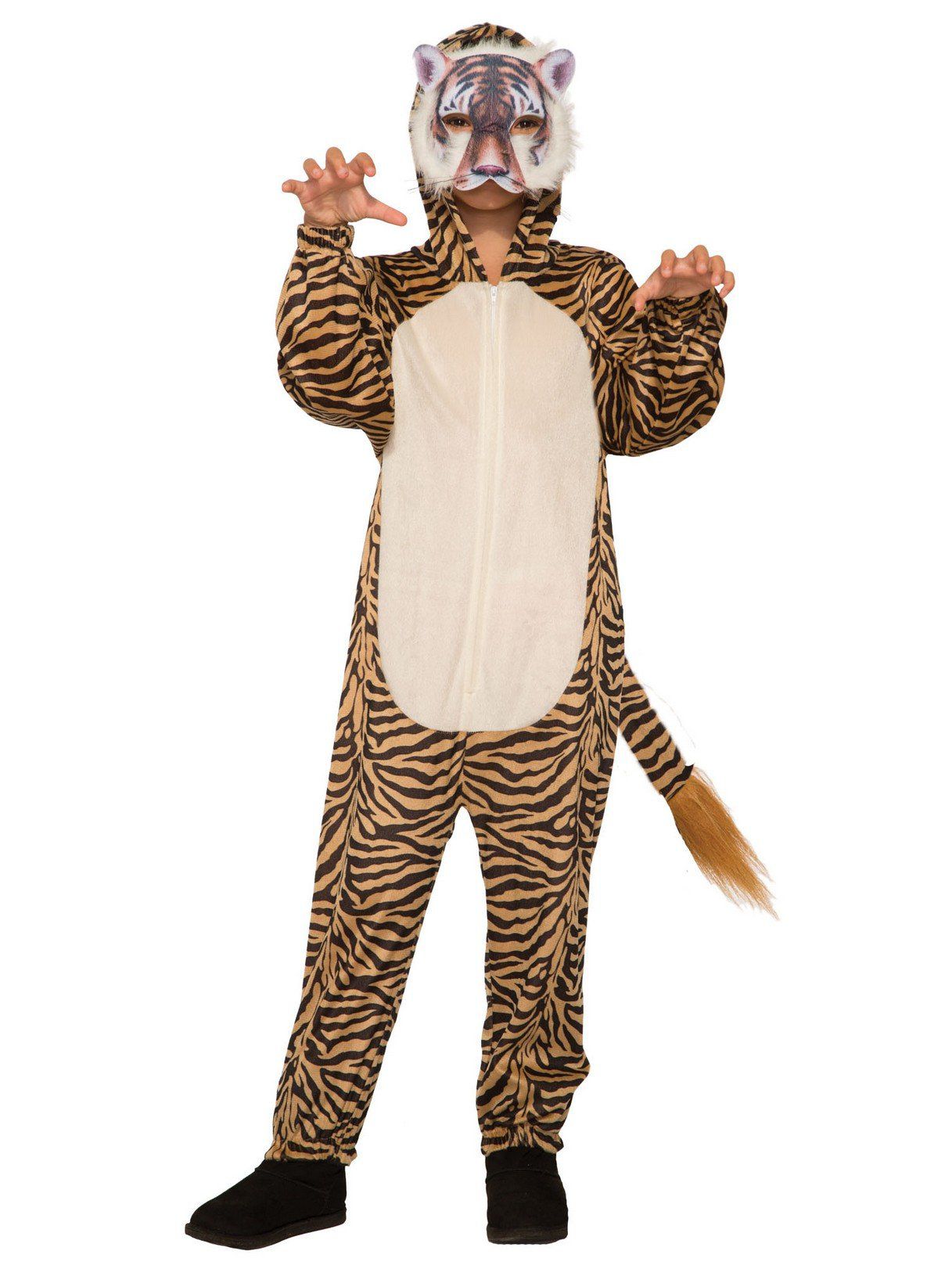Kid's Tiger Jumpsuit With Mask Costume - costumes.com