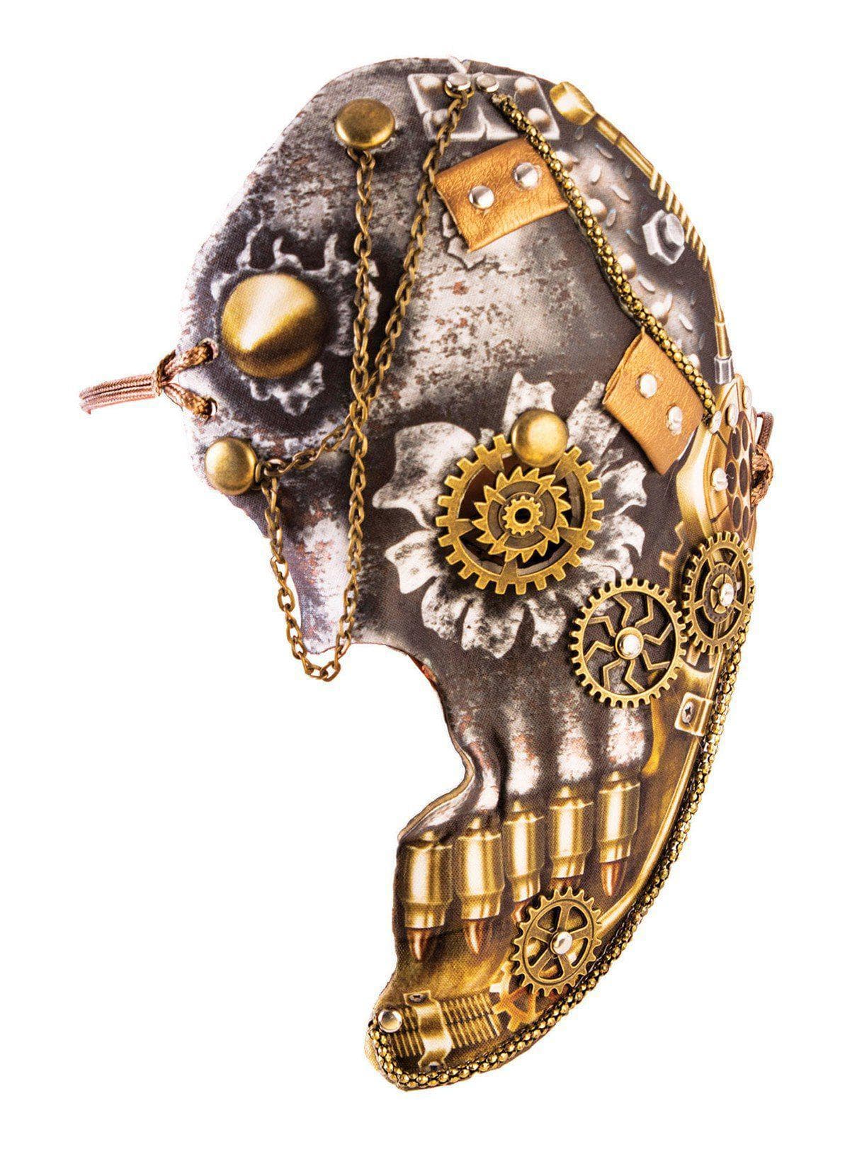Adult Silver and Gold Steampunk Half Mask - costumes.com