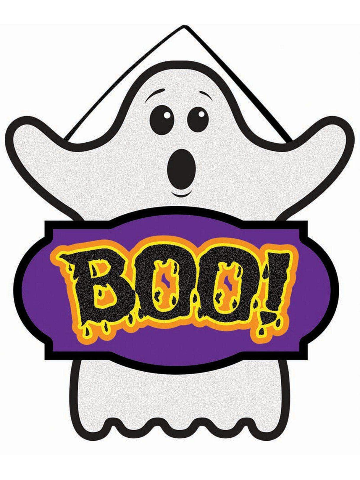 Mini Hanging Glitter Ghost Boo Sign - costumes.com