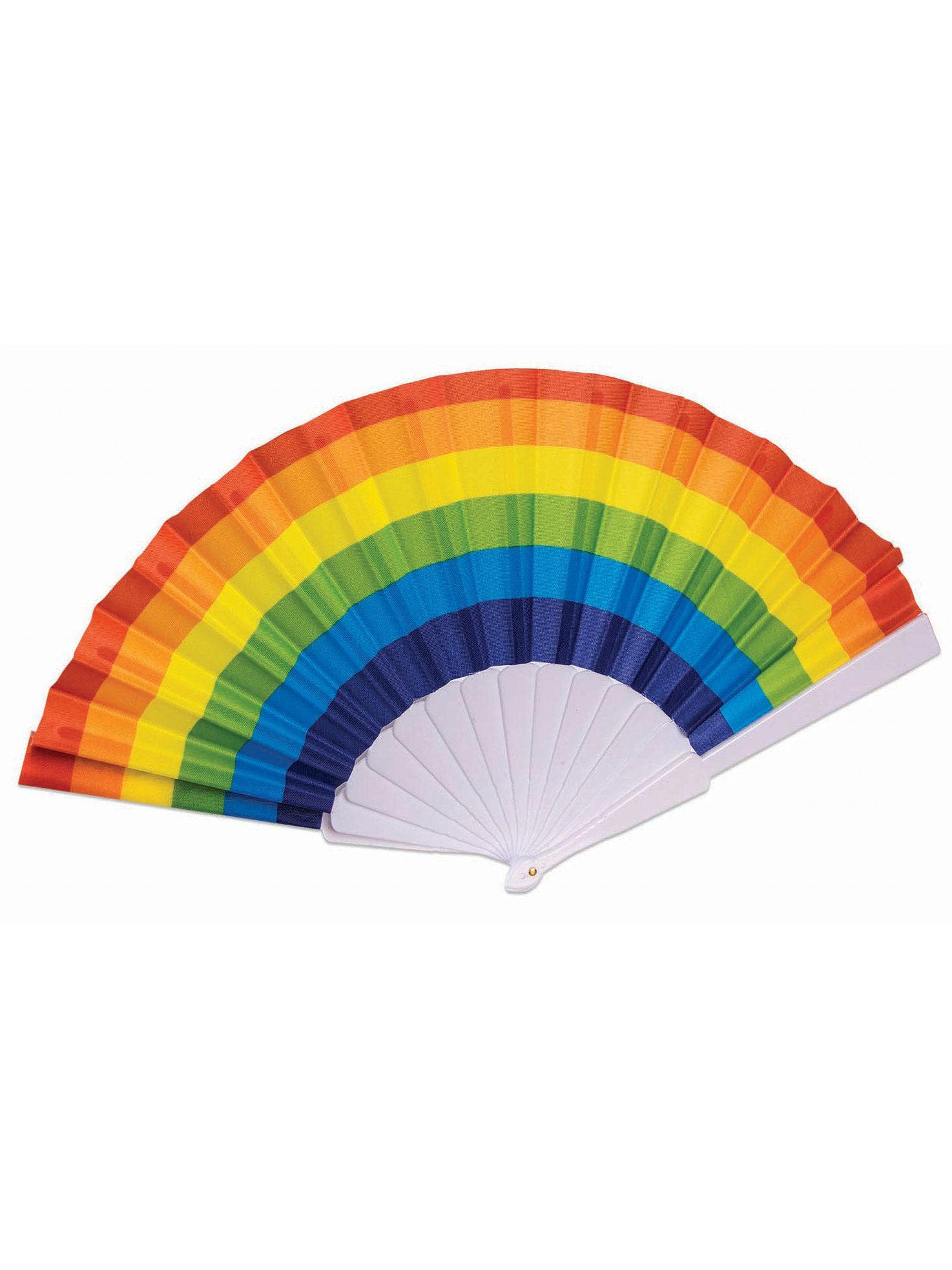 Adult Rainbow Collapsible Folding Fan - costumes.com