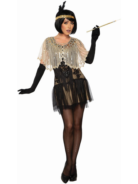 Adult Beige Sequin Detailed 1920's Shawl