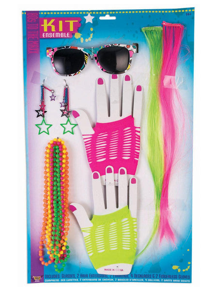 Women's Neon 1980's Accessory Set